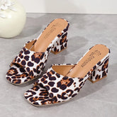 Leopard Chunky Heel Summer Sandals